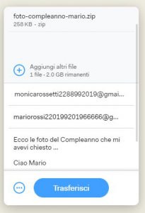 Modulo Trasferimento wetransfer compilato