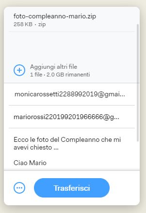 Modulo Trasferimento wetransfer compilato