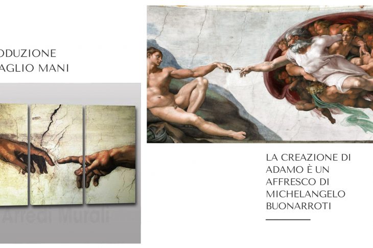 copia di opera famosa dettaglio mani la creazione di adamo di Michelangelo
