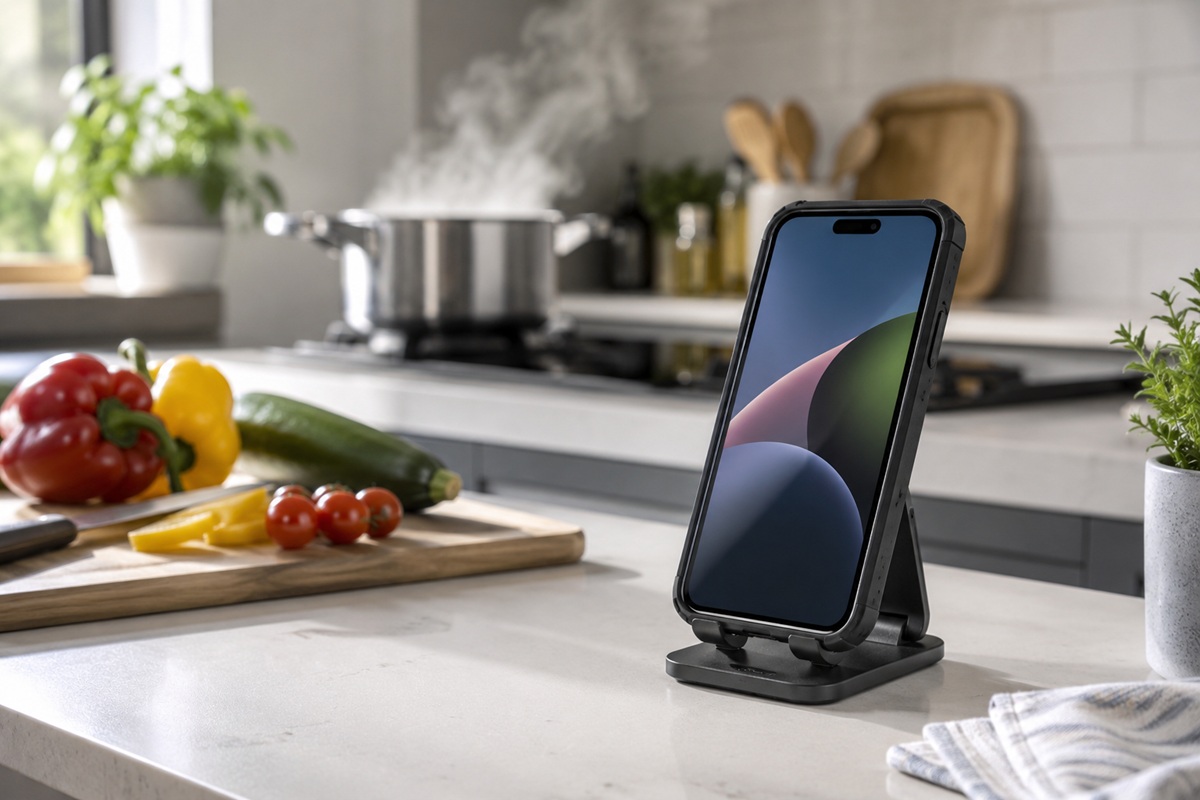 rotezione smartphone in cucina